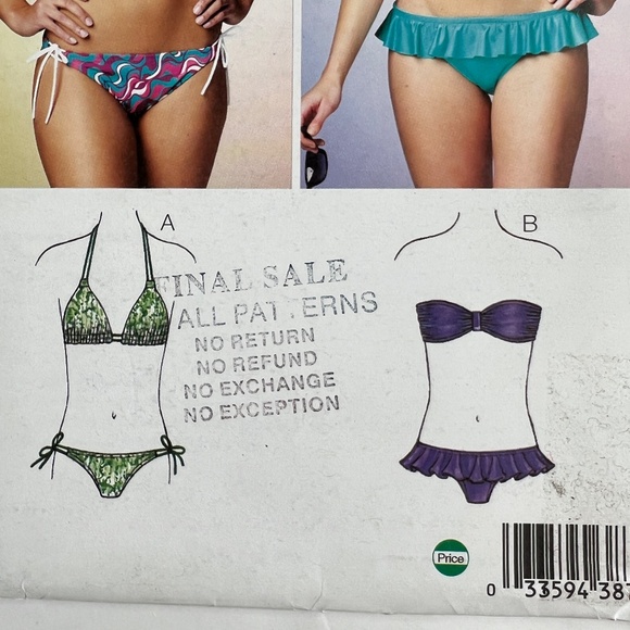 Kwik Sew 3875 Sewing Pattern Misses Bikini Tie Ruffle Bottoms  XXS - L Uncut - Picture 3 of 4